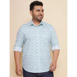 John Pride Men Spread Collar Printed Plus Size Pure Cotton Casual Shirt-picture-17