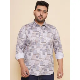 John Pride Men Spread Collar Printed Plus Size Pure Cotton Casual Shirt-picture-18