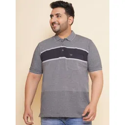 John Pride Men Striped Polo Collar Plus Size Pure Cotton T-shirt-picture-36
