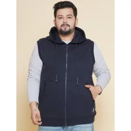 John Pride Navy Regular Fit Plus Size Hooded Sweatshirt-picture-27