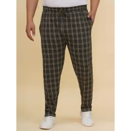 John Pride Olive Cotton Chequered Track Pants-picture-29