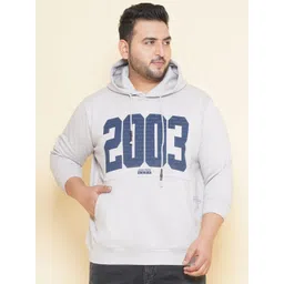 John Pride Plus Size Alphanumeric Printed Hooded Neck Fleece Pullover Sweatshirt-picture-27