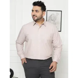 John Pride Plus Size Beige Cotton Regular Fit Solid Shirt-picture-23