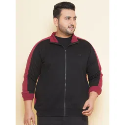 John Pride Plus Size Colourblocked Fleece Front Open Sweatshirt-picture-29