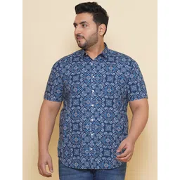 John Pride Plus Size Ethnic Motifs Printed Pure Cotton Shirt-picture-34