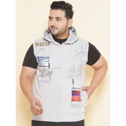 John Pride Plus Size Graphic Printed Hooded Sleeveless Fleece Front-Open Sweatshirt-picture-35