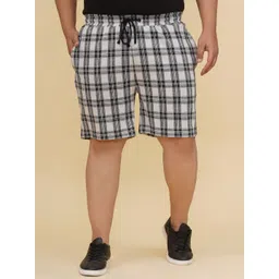 John Pride Plus Size Men Checked Mid-Rise Cotton Shorts-picture-11