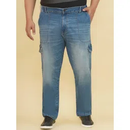 John Pride Plus Size Men Mid-Rise Elasticated Waist Stretchable Cargo Jeans-picture-23