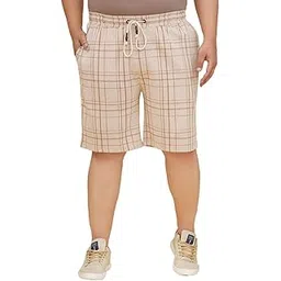 john pride Plus Size Men Regular Fit Mid-Rise Checked Beige Regular Shorts (JPSOK13043_Beige)-picture-34