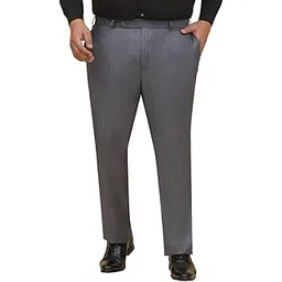 john pride Plus Size Men Regular Fit Mid-Rise Solid Grey Formal Trousers (JPTR22010P_Grey)-picture-10