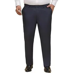 john pride Plus Size Men Regular Fit Mid-Rise Solid Navy Blue Formal Trousers (JPTR22010S_Navy Blue)-picture-17
