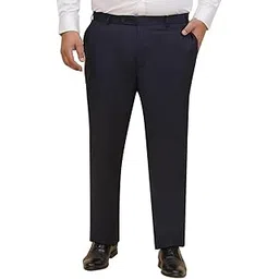 john pride Plus Size Men Regular Fit Mid-Rise Solid Navy Blue Formal Trousers (JPTR22010T_Navy Blue)-picture-16