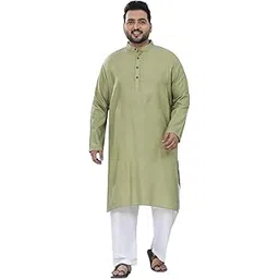 john pride Plus Size Men Regular Fit Self Design Satin Green Kurta Pyjamas Set (JPKS81040_Green)-picture-13