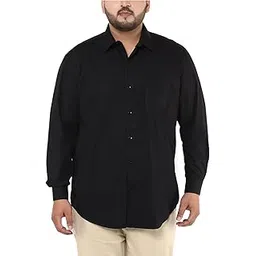 john pride Plus Size Men's Solid Full Sleeves Black Cotton Shirt for Men-picture-10