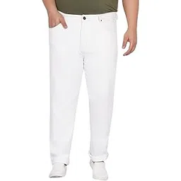 john pride Plus Size Men's Stretchable Mid-Rise Comfort Fit Clean Look White Cotton Jeans for Men-picture-30