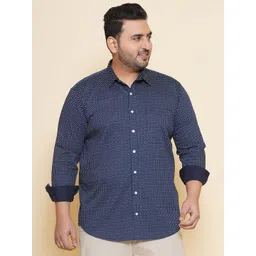 John Pride Plus Size Micro Ditsy Printed Cotton Casual Shirt-picture-31