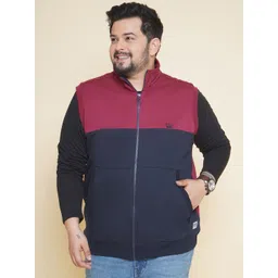 John Pride Plus Size Mock Collar Cotton Front-Open Sweatshirt-picture-32