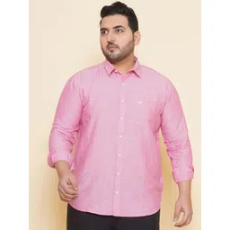 John Pride Plus Size Spread Collar Cotton Linen Casual Shirt-picture-32