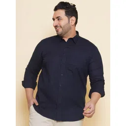 John Pride Plus Size Spread Collar Cotton Linen Casual Shirt-picture-13