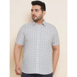 John Pride Plus Size Spread Collar Floral Printed Cotton Casual Shirt-picture-36