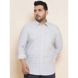 John Pride Plus Size Spread Collar Micro Ditsy Printed Cotton Casual Shirt-picture-37