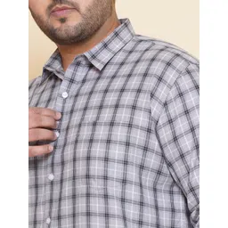 John Pride Plus Size Tartan Checked Cotton Casual Shirt image 4