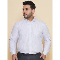 John Pride Plus Size Vertical Striped Pure Cotton Shirt-picture-15