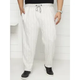 John Pride Plus Size White Cotton Regular Fit Geometric Trackpants-picture-10