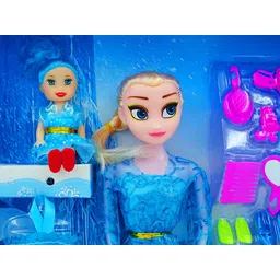johnnie boy Forever Kidzz Frozen Anna Elsa & Little Baby Doll House Set with 2 Dresses, 8 Different Types Shoes and Make up Accessories-picture-31