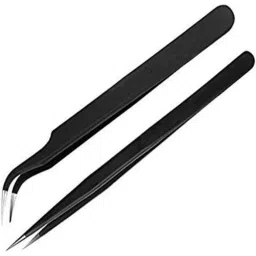 Johnson Tools 2 Pcs Stainless Steel Black Straight &a; Curved Tips Tweezers Set , JTKCS-2PC-picture-20