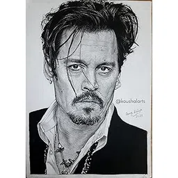 Johny depp pencil sketch। handmade portrait। size-21×29.7cm-picture-12