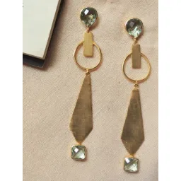 Johori Green & Golden Dangler Earrings-picture-41