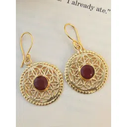 Johori Mughal Jali-Work Maroon & Golden Drop Earrings-picture-35