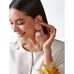 Johori Multi Meenakari Kundan Long Beads Jhumki Earrings for Women-picture-40