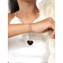 Joker & Witch All Black Rae Heart Silver Bracelet image 2