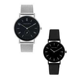 JOKER & WITCH Black & Silver-Toned Ali & Syd Couple Watch Gift Set JWCW194-picture-10