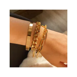 Joker & Witch Gold Chunky Chain Link Set Of 3 Bracelets For Women-picture-12