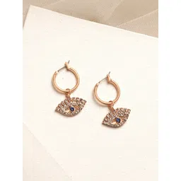 JOKER & WITCH Gold-Toned & Blue Contemporary Sparkle Blue Evil Eye Drop Earrings-picture-17