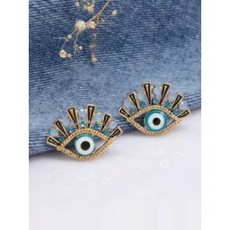 JOKER & WITCH Gold-Toned & Blue Quinn Evil Eye Contemporary Studs-picture-21