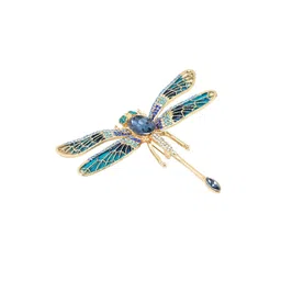 JOKER & WITCH Gold Toned Blue Rhinestone Brooch image 2