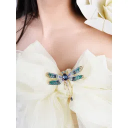 JOKER & WITCH Gold Toned Blue Rhinestone Brooch image 4