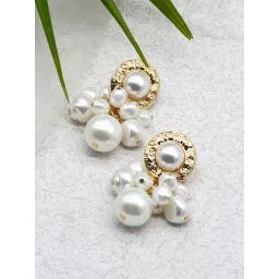 Joker & Witch Golden & White Ivory Gem Baroque Pearl Drop Earrings-picture-33