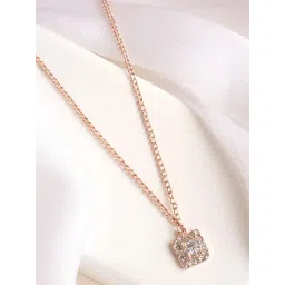 Joker & Witch Rose-Gold Tone Quad Rhinestone Rose Charm Necklace-picture-46