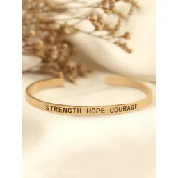 Joker & Witch Rose-Gold Tone Strength Hope Courage Rose Mantra Flexible fit Bracelet-picture-14