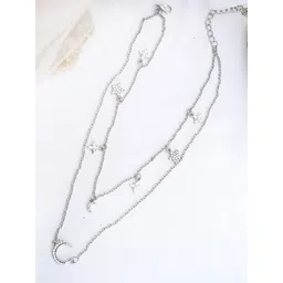 JOKER & WITCH Silver-Toned & White Alloy Silver-Plated Layered Necklace-picture-37