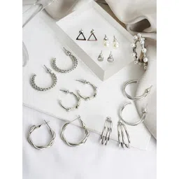 JOKER & WITCH Silver-Toned Contemporary Hoop Earrings image 1