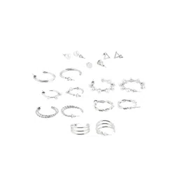 JOKER & WITCH Silver-Toned Contemporary Hoop Earrings image 2