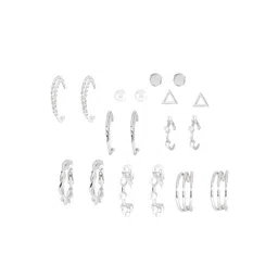 JOKER & WITCH Silver-Toned Contemporary Hoop Earrings image 4