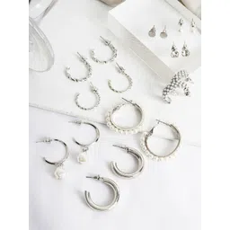 JOKER & WITCH Silver-Toned Contemporary Studs Earrings-picture-17