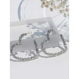 JOKER & WITCH Silver-Toned Heart Shaped Hoop Earrings-picture-33